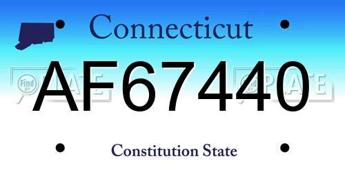 AF67440 Connecticut License Plate