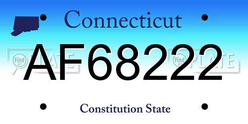 AF68222 Connecticut License Plate