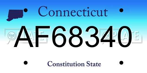 AF68340 Connecticut License Plate