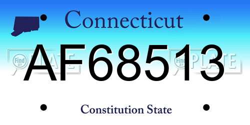 AF68513 Connecticut License Plate