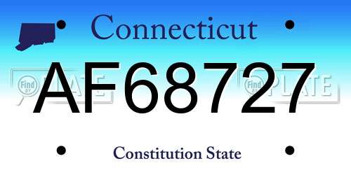 AF68727 Connecticut License Plate