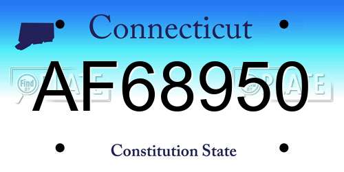 AF68950 Connecticut License Plate