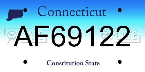 AF69122 Connecticut License Plate