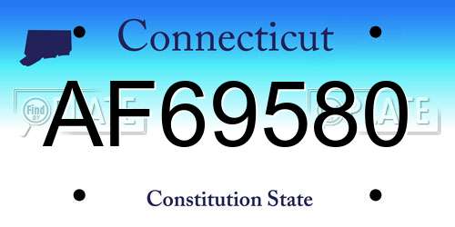 AF69580 Connecticut License Plate