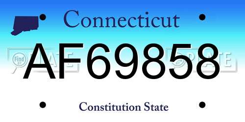AF69858 Connecticut License Plate