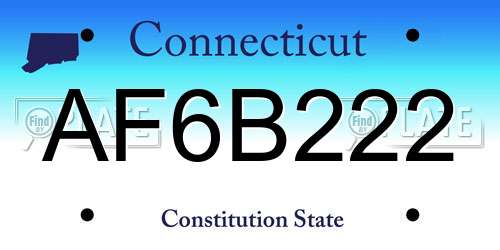 AF6B222 Connecticut License Plate
