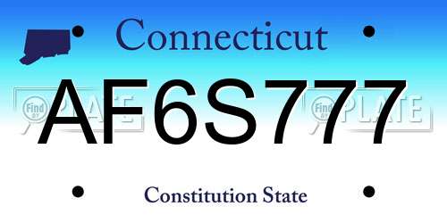 AF6S777 Connecticut License Plate