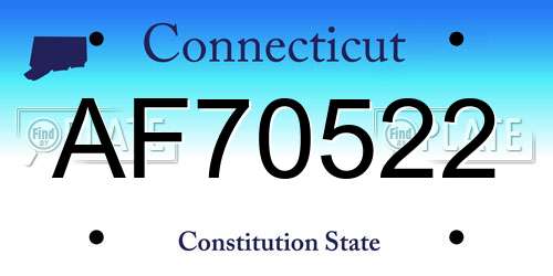 AF70522 Connecticut License Plate