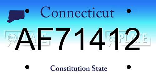 AF71412 Connecticut License Plate