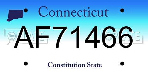 AF71466 Connecticut License Plate