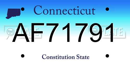 AF71791 Connecticut License Plate