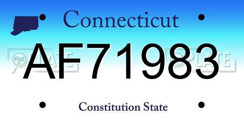 AF71983 Connecticut License Plate