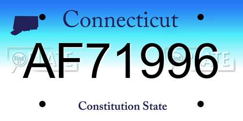 AF71996 Connecticut License Plate