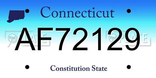 AF72129 Connecticut License Plate