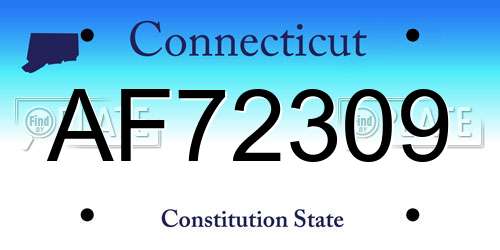 AF72309 Connecticut License Plate