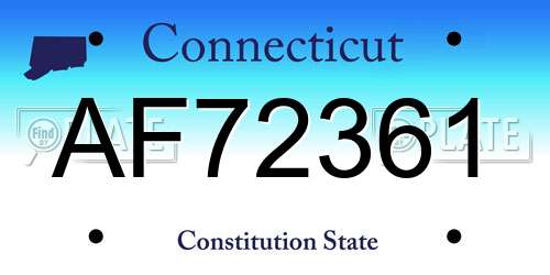 AF72361 Connecticut License Plate
