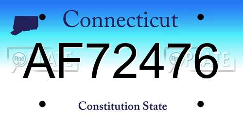 AF72476 Connecticut License Plate
