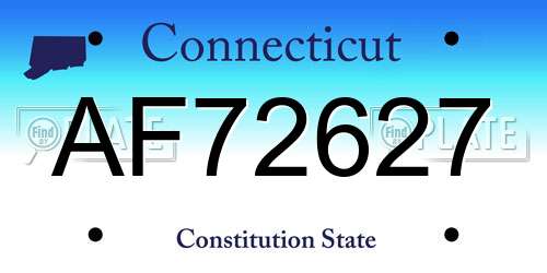 AF72627 Connecticut License Plate