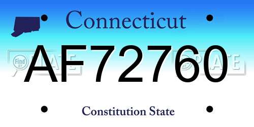 AF72760 Connecticut License Plate