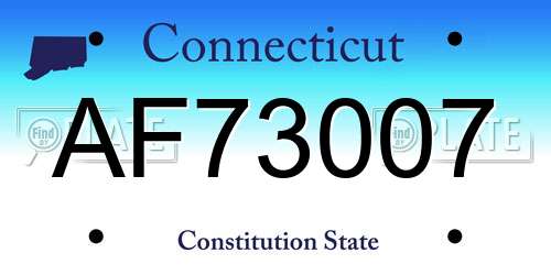 AF73007 Connecticut License Plate