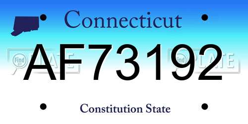 AF73192 Connecticut License Plate