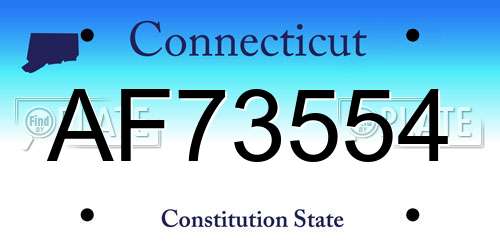 AF73554 Connecticut License Plate