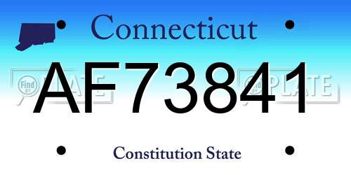 AF73841 Connecticut License Plate