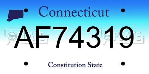 AF74319 Connecticut License Plate