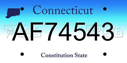 AF74543 Connecticut License Plate