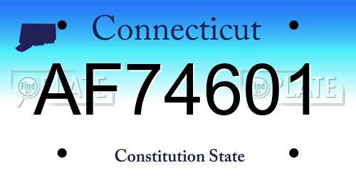 AF74601 Connecticut License Plate