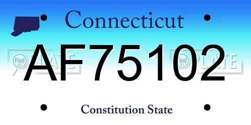 AF75102 Connecticut License Plate