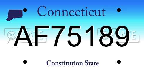 AF75189 Connecticut License Plate