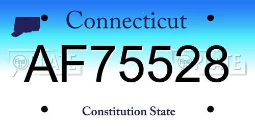 AF75528 Connecticut License Plate