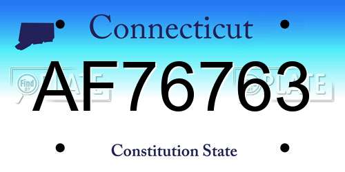 AF76763 Connecticut License Plate