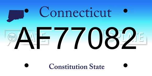 AF77082 Connecticut License Plate