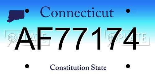 AF77174 Connecticut License Plate