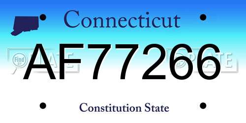 AF77266 Connecticut License Plate