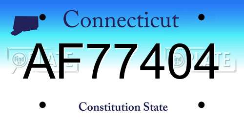 AF77404 Connecticut License Plate