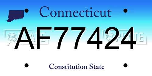 AF77424 Connecticut License Plate