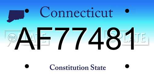 AF77481 Connecticut License Plate