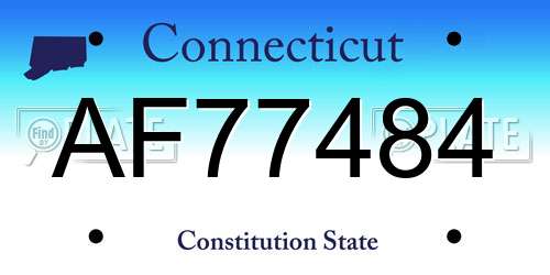 AF77484 Connecticut License Plate