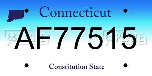 AF77515 Connecticut License Plate