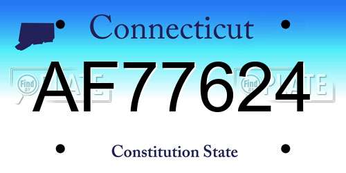 AF77624 Connecticut License Plate