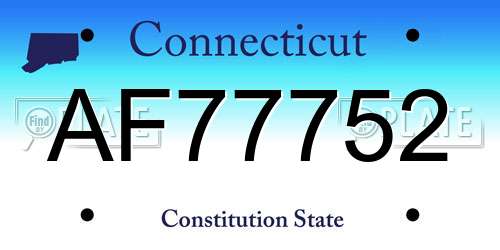 AF77752 Connecticut License Plate