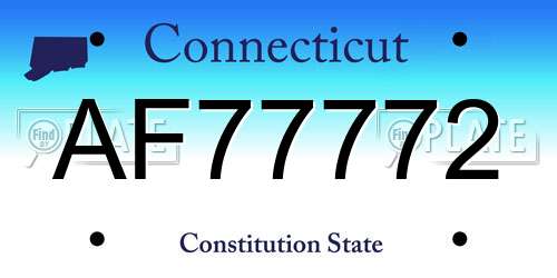 AF77772 Connecticut License Plate