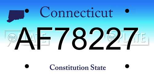 AF78227 Connecticut License Plate