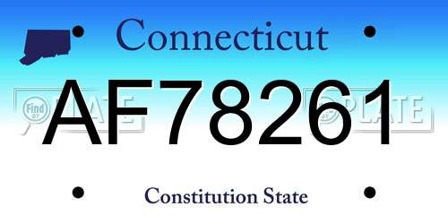 AF78261 Connecticut License Plate