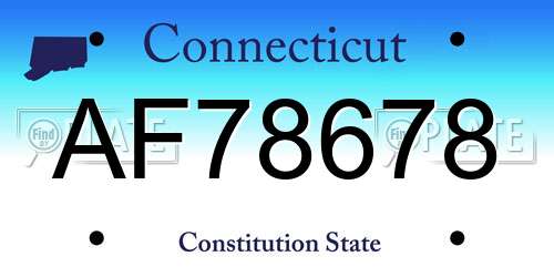 AF78678 Connecticut License Plate
