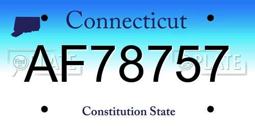 AF78757 Connecticut License Plate