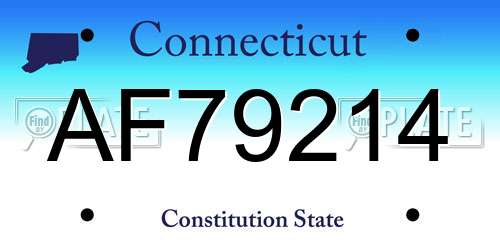 AF79214 Connecticut License Plate
